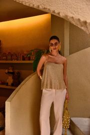 BLUSA PRIMAVERA EM LUREX DOURADO