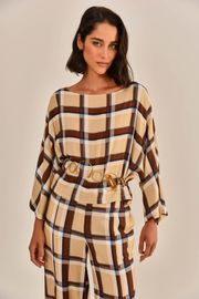 BLUSA BLAIR VISCOSE ESTAMPA XADREZ