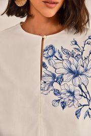 BLUSA BABILÔNIA TRICOLINE COM ESTAMPA