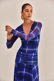 VESTIDO BABEL TULE ESTAMPA XADREZ