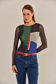 BLUSA EVITA TULE ESTAMPADO