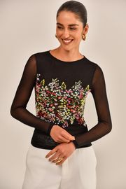 BLUSA BRUNA  TULE BORDADA