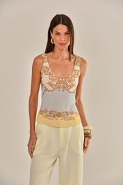 BLUSA HORTÊNCIA TULE ESTAMPADO