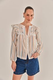 BLUSA JOANE CAMBRAIA DE ALGODÃO