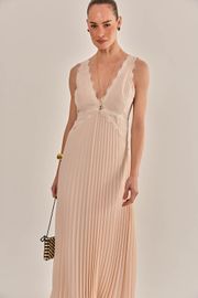 VESTIDO ESMERALDA CREPE PLISSADO