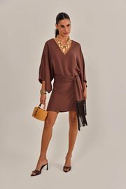 VESTIDO MONET MARROM