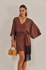 VESTIDO MONET MARROM