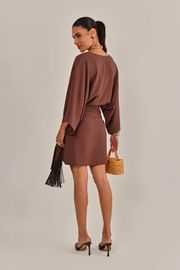 VESTIDO MONET MARROM