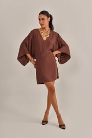 VESTIDO MONET MARROM