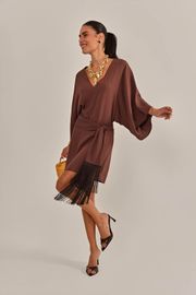 VESTIDO MONET MARROM
