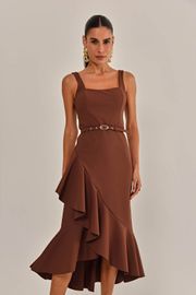 VESTIDO LONDRES MARROM