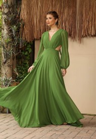 Vestido Longo Verde Oliva Patagônia
