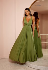 Vestido Longo Verde Oliva Claro Multiformas