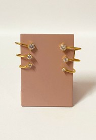 Brinco Ear Cuff Três Tiras Com Zircônias