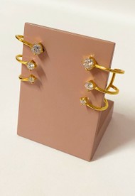 Brinco Ear Cuff Três Tiras Com Zircônias