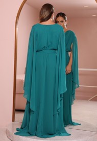 Vestido Longo Plus Size Verde Petróleo Pinheiros 