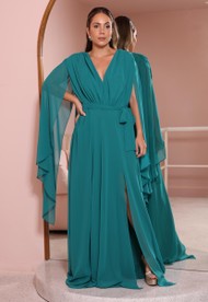 Vestido Longo Plus Size Verde Petróleo Pinheiros 