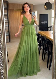 Vestido Longo Verde Oliva Bali