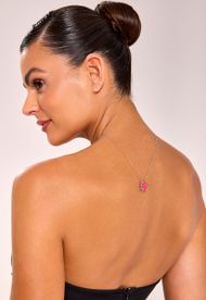 Colar Prata E Vermelho Coração 