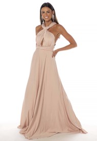 Vestido Longo Nude Multiformas Malha 