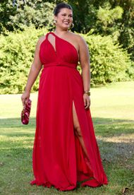 Vestido Longo Vermelho Multiformas Chifon