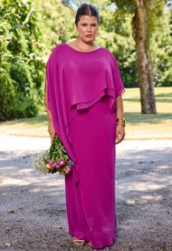 Vestido Longo Plus Size Fúcsia Hungria 