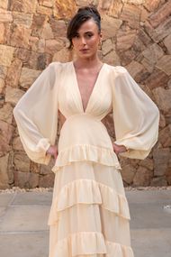 Vestido Longo Amarelo Manteiga Trancoso