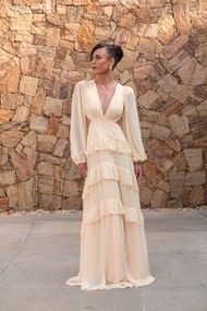 Vestido Longo Amarelo Manteiga Trancoso