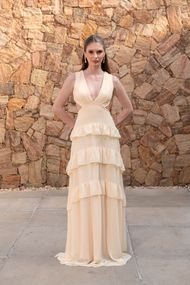 Vestido Longo Amarelo Manteiga Trancoso Sem Manga