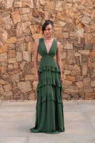 Vestido Longo Verde Oliva Trancoso Sem Manga