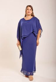 Vestido Longo Plus Size Azul Marinho Hungria