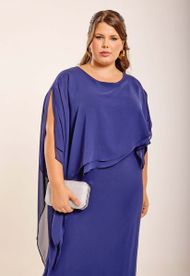 Vestido Longo Plus Size Azul Marinho Hungria