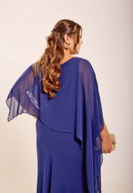 Vestido Longo Plus Size Azul Marinho Hungria