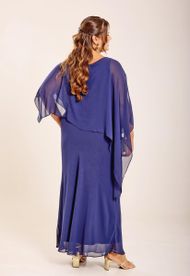 Vestido Longo Plus Size Azul Marinho Hungria