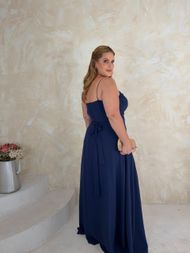 Vestido Longo Plus Size Azul Marinho Houston