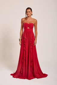 Vestido Longo Vermelho Jericoacoara Chifon