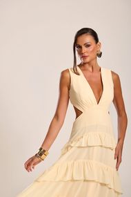 Vestido Longo Amarelo Manteiga Trancoso Sem Manga
