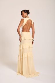 Vestido Longo Amarelo Manteiga Trancoso Sem Manga