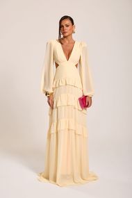 Vestido Longo Amarelo Manteiga Trancoso