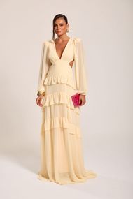 Vestido Longo Amarelo Manteiga Trancoso