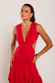 Vestido Longo Vermelho Trancoso Sem Manga