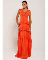Vestido Longo Coral Trancoso Sem Manga