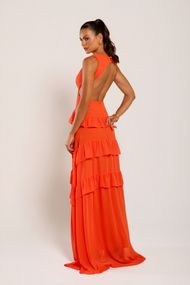 Vestido Longo Coral Trancoso Sem Manga