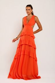 Vestido Longo Coral Trancoso Sem Manga