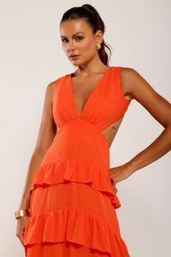 Vestido Longo Coral Trancoso Sem Manga