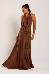 Vestido Longo Marrom Marrakech