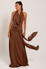 Vestido Longo Marrom Marrakech