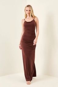 Vestido Longo Marrom Flórida