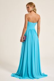 Vestido Longo Azul Turquesa Jericoacoara Chifon