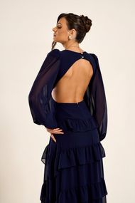  Vestido Longo Azul Marinho  Trancoso